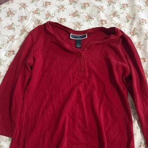 Ralph Lauren Crimson Buttoned Top